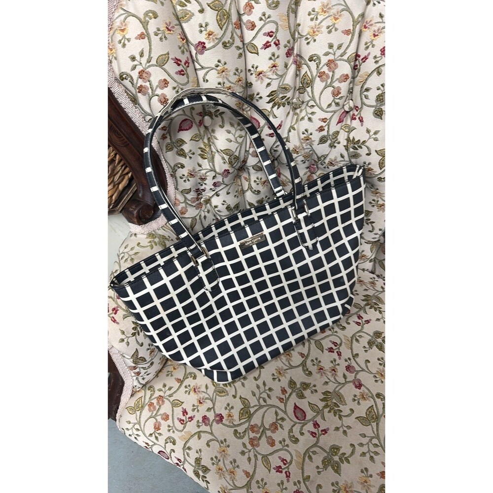 Kate Spade New York Harmony Tote Black and White Grid Print